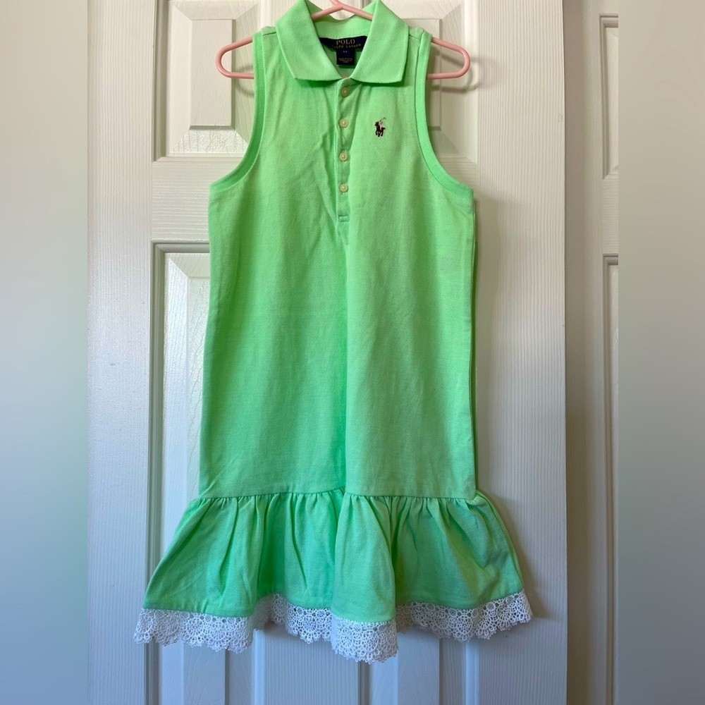 Girls size 6x lime green Polo sleeveless drop waist dress, NWOT
